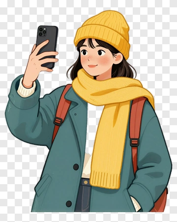 Girl Taking A Selfie With A Smartphone PNG
