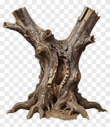 Detailed Tree Stump With Roots And Texture PNG