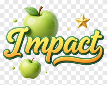 Green Apple With Impact Text PNG