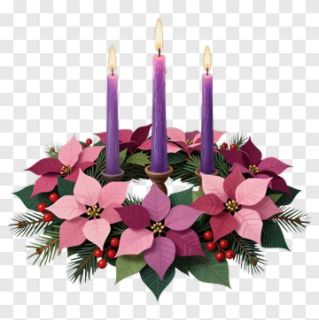 Advent Wreath With Candles And Poinsettias PNG