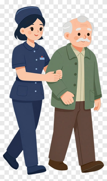 Nurse Assisting An Elderly Man PNG