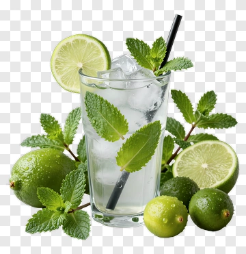Glass Of Lime Mint Drink With Fresh Limes PNG