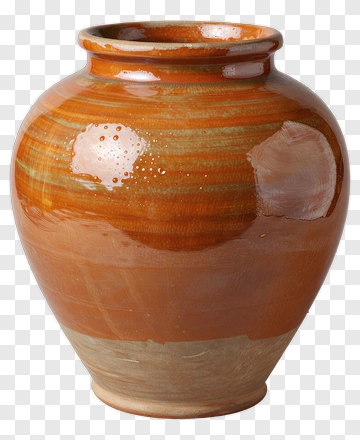 Clay Pot With Orange And Brown Glaze PNG