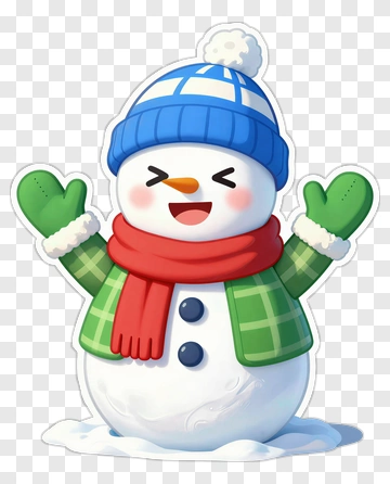 Cartoon Snowman With Outstretched Arms PNG