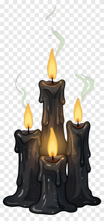 Black Candles With Flames And Smoke PNG