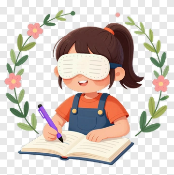 Cartoon Girl Writing In A Book PNG