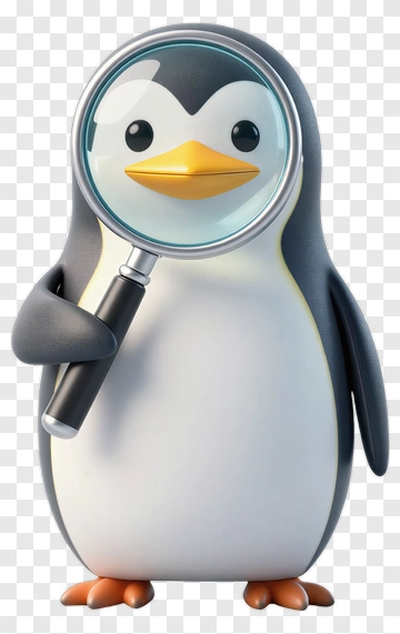 Cartoon Penguin Holding A Magnifying Glass PNG