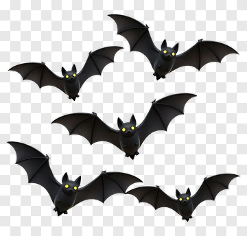 Cartoon Bats Flying With Yellow Eyes PNG