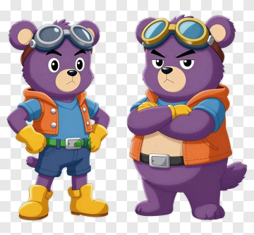 Cartoon Bear Character In Two Poses PNG