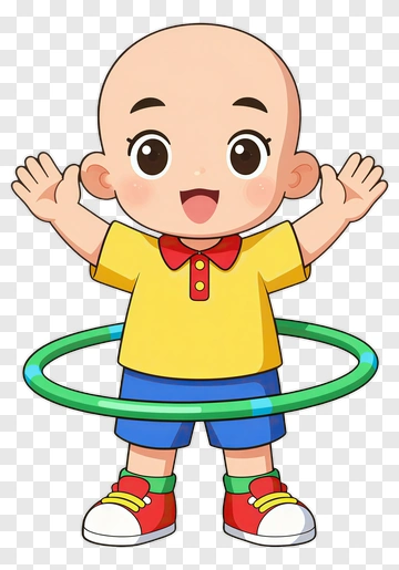 Cartoon Child Playing With A Hula Hoop PNG