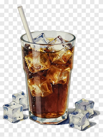 Glass Of Cola With Ice Cubes PNG