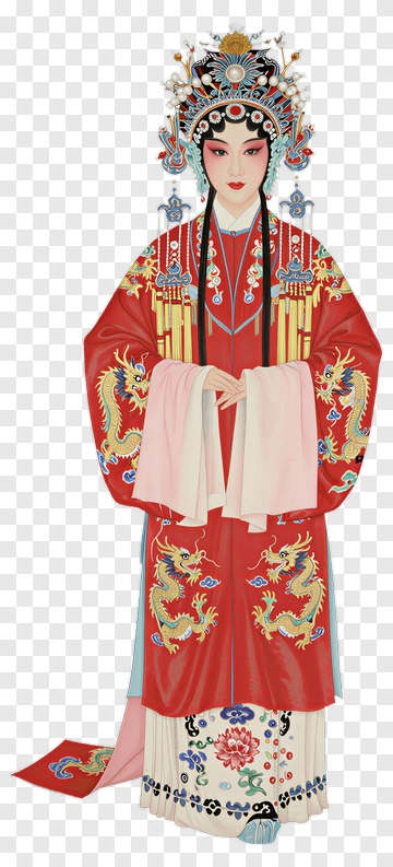 Traditional Chinese Opera Performer In Red Costume PNG