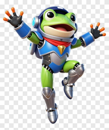 Cartoon Frog In A Space Suit Jumping PNG