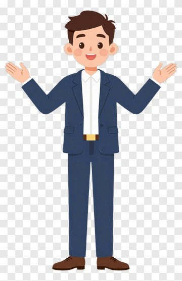 Cartoon Businessman Gesturing With Open Arms PNG