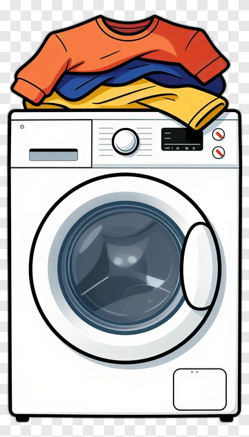 Washing Machine With Colorful Clothes PNG