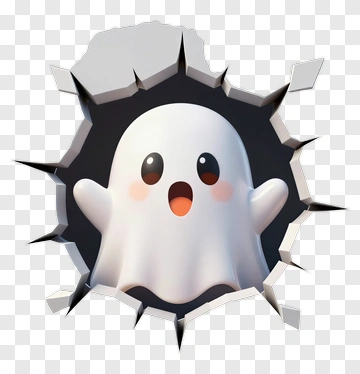 Cartoon Ghost Breaking Through A Wall PNG