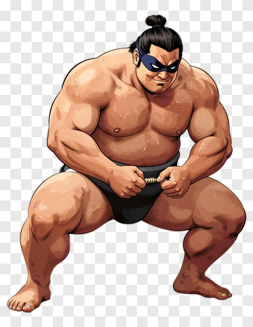Cartoon Sumo Wrestler Posing PNG