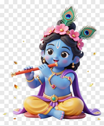 Cartoon Krishna Playing Flute PNG