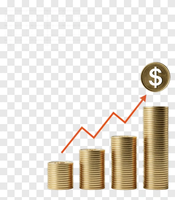 Stack Of Coins With Growth Chart PNG