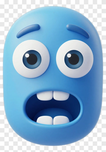 Cartoon Blue Character With A Surprised Expression PNG
