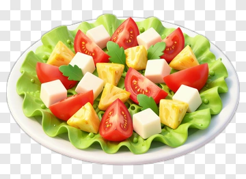 Colorful Salad With Tomatoes And Cheese PNG