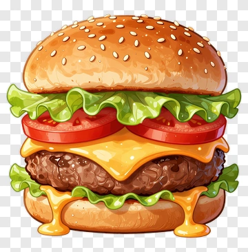 Delicious Cheeseburger With Fresh Ingredients PNG