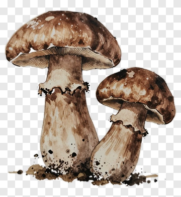 Brown Mushrooms On Soil PNG