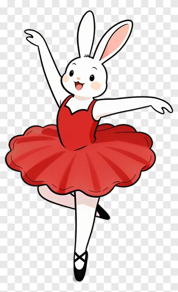 Cartoon Rabbit Dancing In A Red Tutu PNG