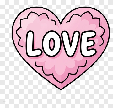 Pink Heart With Love Text PNG