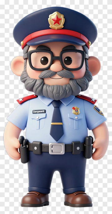 3D Police Sergeant Character PNG