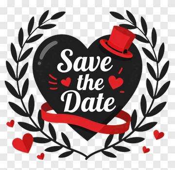 Save The Date Heart Design PNG