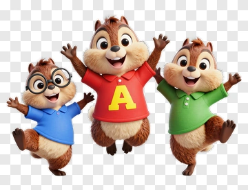 Cartoon Chipmunks Jumping Together PNG