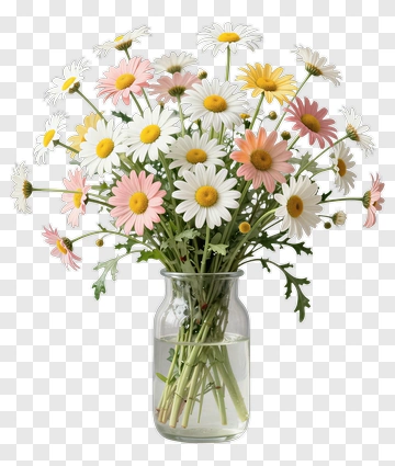 Flower Bouquet In A Glass Vase PNG