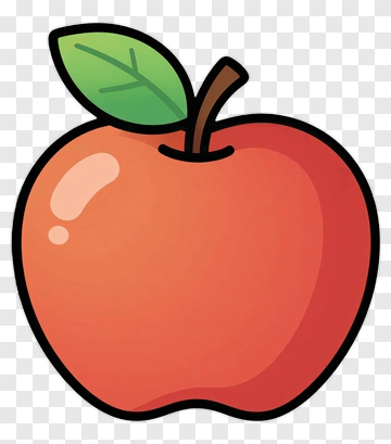 Cartoon Apple With Leaf PNG
