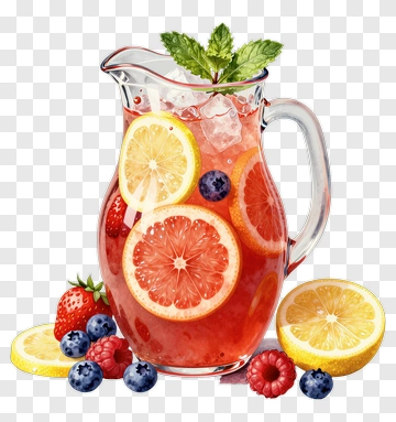 Colorful Pitcher Of Fruit Lemonade PNG