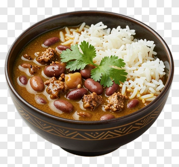 Bowl Of Chili With Rice And Cilantro PNG