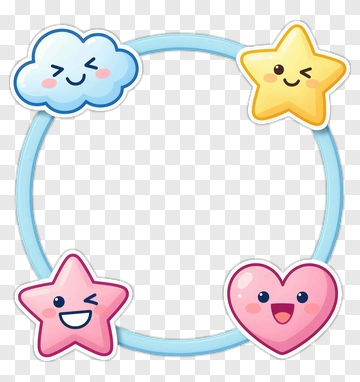 Colorful Cartoon Cloud, Star, Heart, And Star Icons PNG