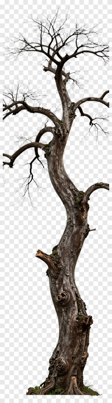 Twisted Tree Trunk With Bare Branches PNG