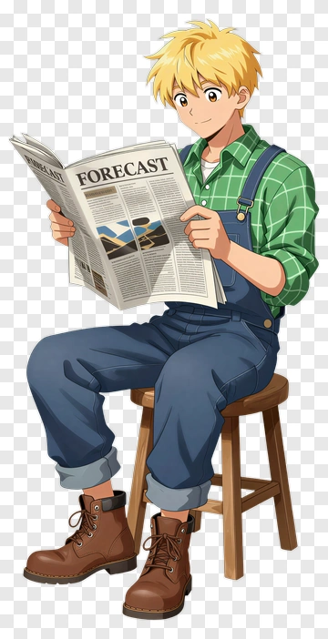 Young Man Reading A Weather Forecast PNG