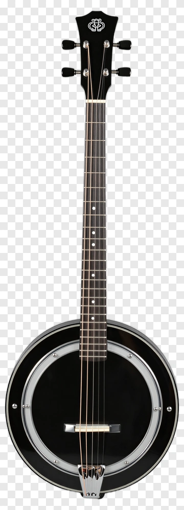 Black Banjo With Decorative Inlays PNG
