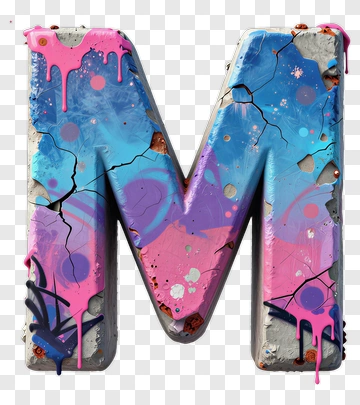Colorful Letter M With Graffiti Style PNG