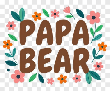 Papa Bear Floral Design PNG