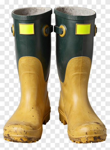 Yellow And Green Rubber Boots PNG