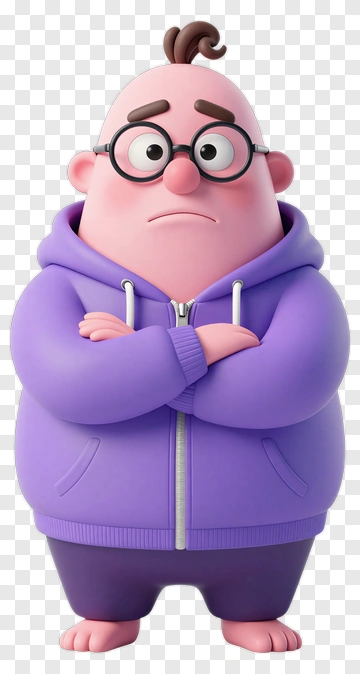 Cartoon Character With Purple Hoodie PNG