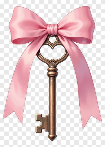 Key With Pink Ribbon Bow PNG