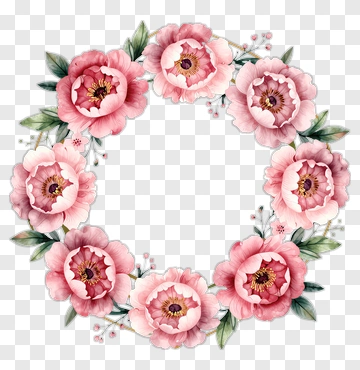 Floral Wreath With Pink Flowers PNG