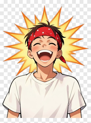 Happy Boy With A Red Bandana And Starburst Background PNG