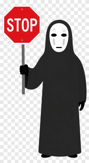 Cartoon Ghost Holding A Stop Sign PNG