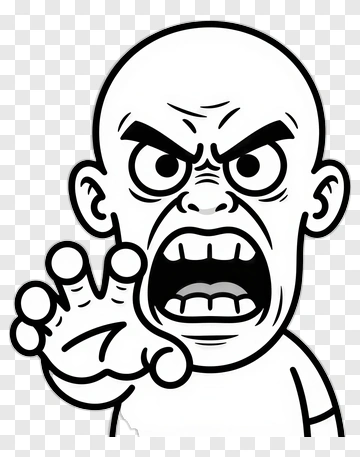 Angry Cartoon Character Raising Hand PNG