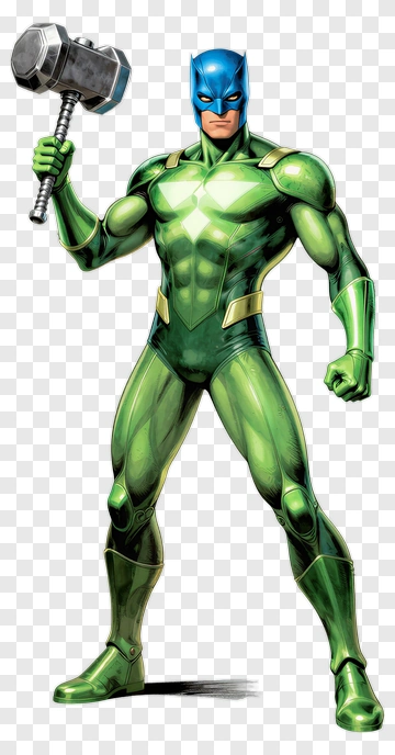 Superhero Holding A Hammer PNG